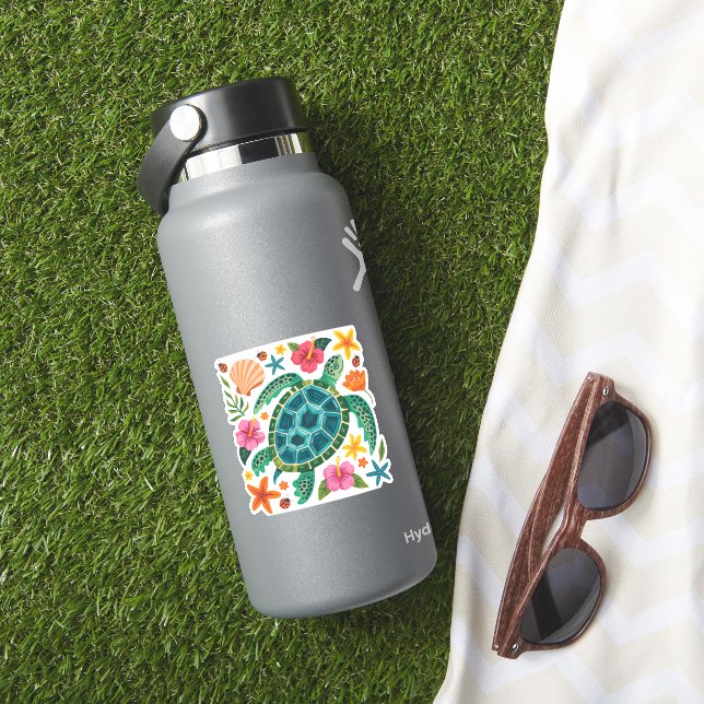 Adesivo Boho Floral Sea Turtle (HydroFlask Insitu)