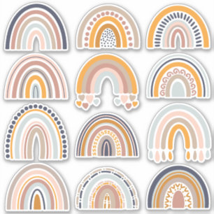 Adesivo Boho Rainbow Rustic Scrapbook 12 Stickers Bonito
