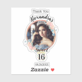 Adesivo Boho Rosa Dourado Foto Personalizada Doce Dezessei