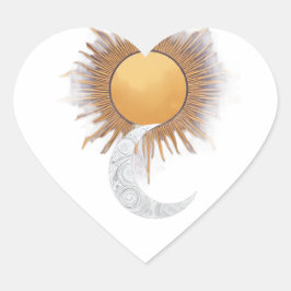 Adesivo Boho Sol Lua Coração Celestial
