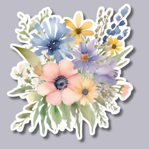 Adesivo Boho Watercolor Buquê de flor selvagem