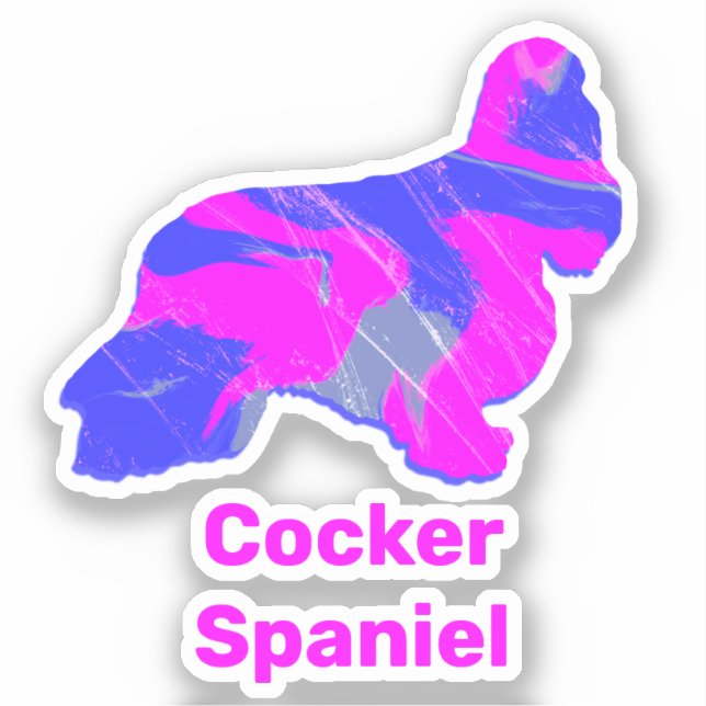 Adesivo Boker Spaniel Dog Silhouette Hot Pink Sticker (Frente)