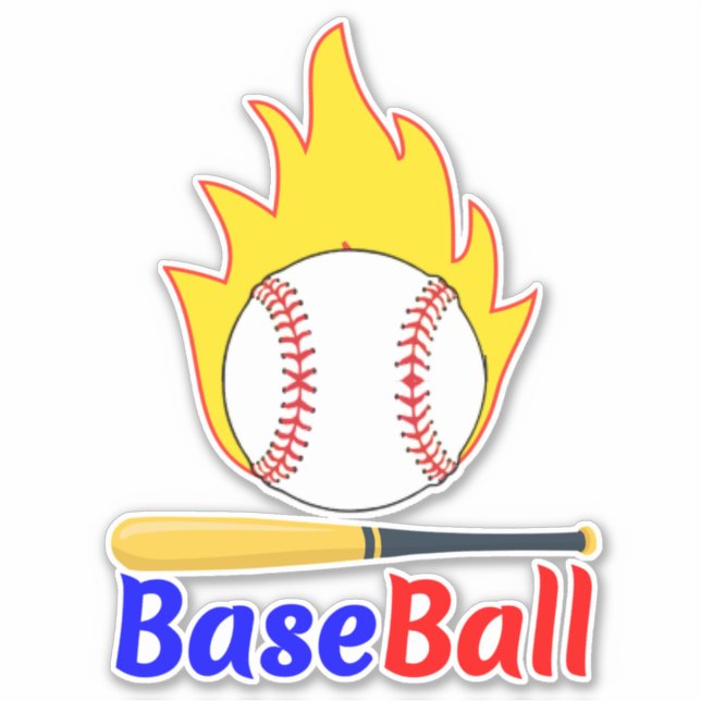 Adesivo Bola de Baseball Engraçada e Bat, Ventilador (Frente)