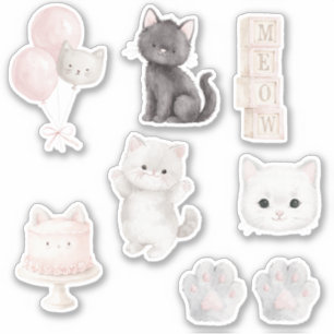 Adesivo Bola de Bolo de Gato Miau Balões Patas