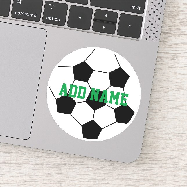 Adesivo Bola de futebol com nome personalizado verde (Detalhe)