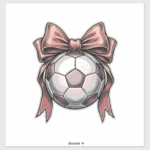 Adesivo Bola de Futebol Vintage com Laço Rosa