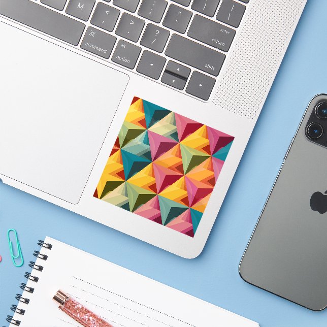 Adesivo Bold Geometric Triangle Pattern Sticker (Notebook com iPhone)