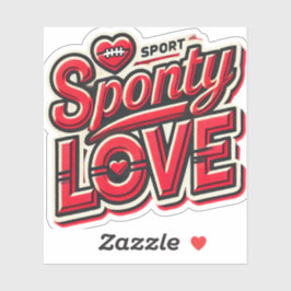 Adesivo Bold Red Sporty Love Slogan Graphic