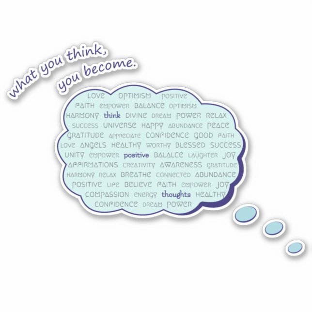 Adesivo Bolha azul inspiradora de energia de pensamento po (Frente)