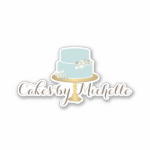 Adesivo Bolo Azul Elegante com Florais