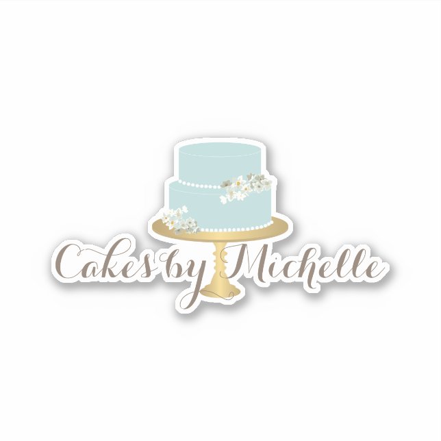 Adesivo Bolo Azul Elegante com Florais (Frente)