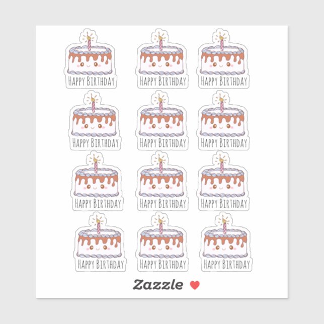 Adesivo Bolo de aniversário (Folha)