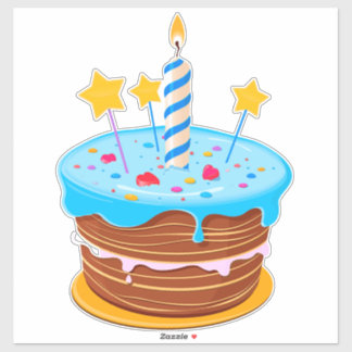 Adesivo Bolo de Aniversário Colorido com Velas