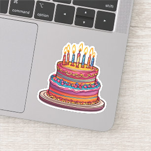 Adesivo Bolo de Aniversário com Velas à Prova de Água