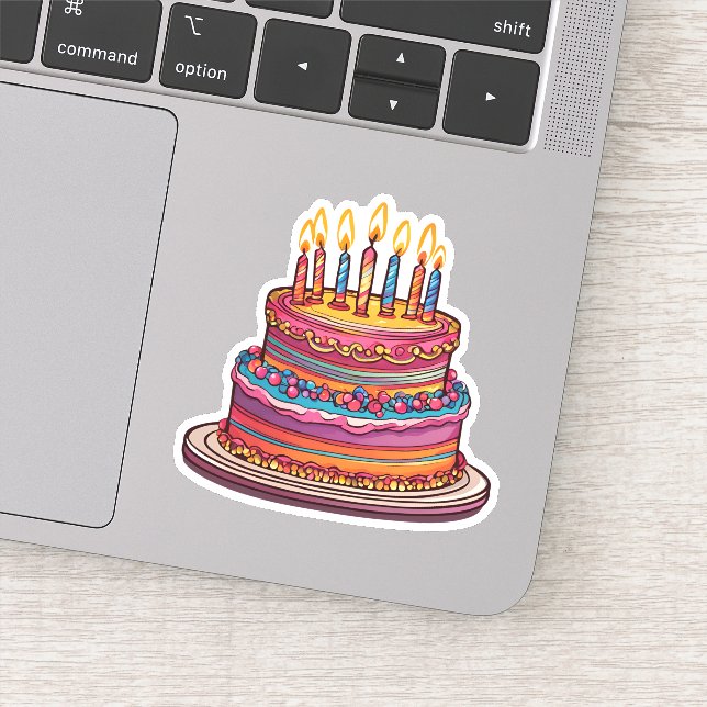Adesivo Bolo de Aniversário com Velas à Prova de Água (Detalhe)