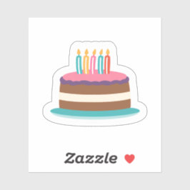 Adesivo Bolo de aniversário com velas | Colorir Bake Bday