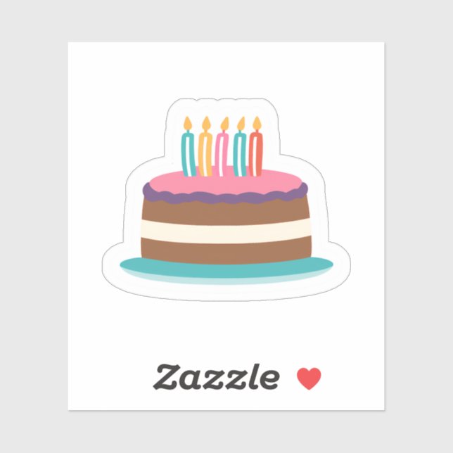 Adesivo Bolo de aniversário com velas | Colorir Bake Bday (Folha)
