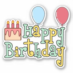 Adesivo Bolo de aniversário e balões
