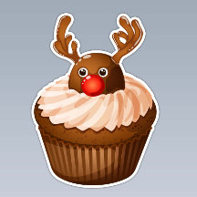 Bolo de Natal Rena Fofa com Chifres de Chocolate