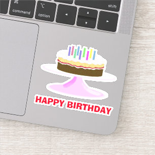 Adesivo Bolo e velas do feliz aniversario