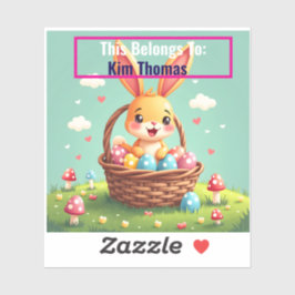 Adesivo Bolsa de Coelhinho de Páscoa Retro