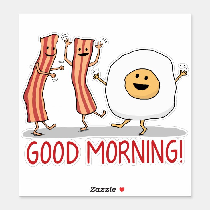 Adesivo Bom dia bonito e engraçado do bacon e do ovo 