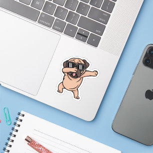 Adesivo Bom Humor Pug com Óculos Solares Dabitando