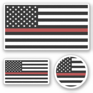 Adesivo Bombeiro Thin Red Line Bombeiro America Flag Fire
