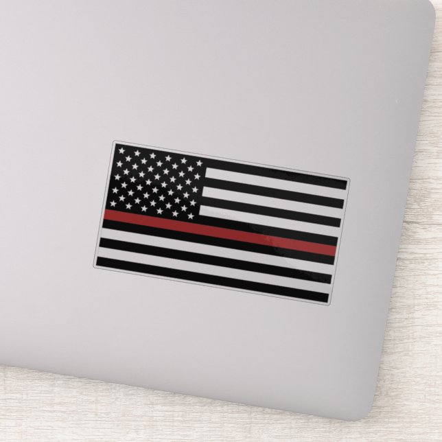 Adesivo Bombeiro Thin Red Line Bombeiro America Flag Fire  (Detalhe)
