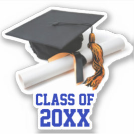 Adesivo Boné de formatura Azul e Laranja e Classe de Tasse