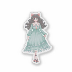 Adesivo Boneca de Anime Pastel Fofa Estética em Vinil 