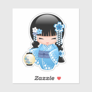 Adesivo Boneca de Kokeshi do inverno - menina de gueixa