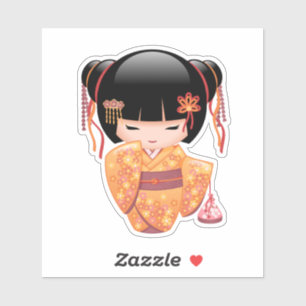 Adesivo Boneca de Ume Kokeshi - menina de gueixa japonesa