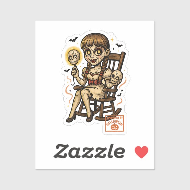 Adesivo Boneca Pin-Up Assombrada - Halloween Cute Assustad (Folha)