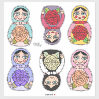 Adesivo Bonecos de Matryoshka em ninho russo ilustrados
