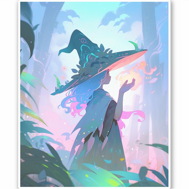 Adesivo Bonita Anime Bruxa Fantasia Art (Frente)