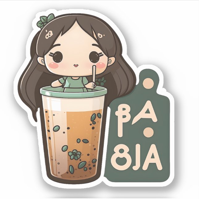 Adesivo Bonita Boba Tea Girl (Frente)