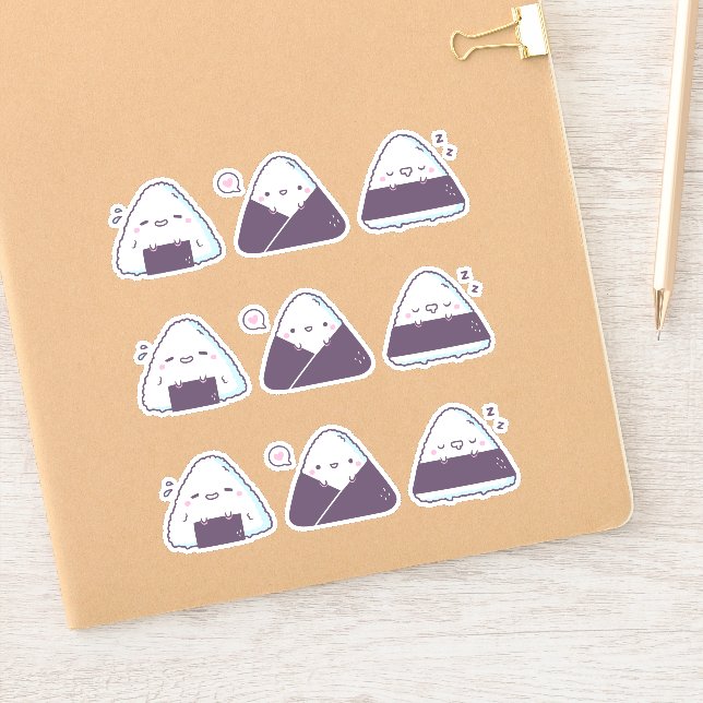 Adesivo Bonita Comida Japonesa Onigiri Rice Balls Engraçad (Notebook)