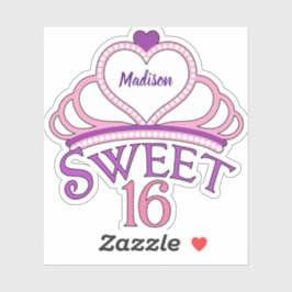 Adesivo Bonita Doce, 16 Menina de Aniversário Personalizad