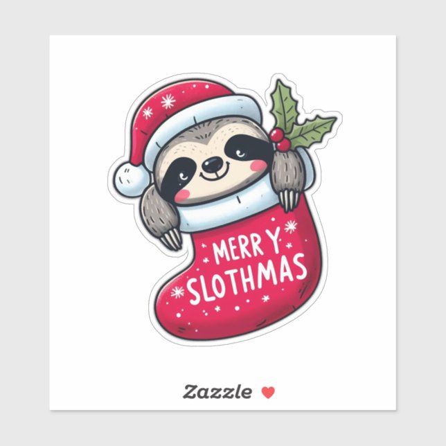 Adesivo Bonita "Feliz Slothmas", Lã de Natal (Folha)
