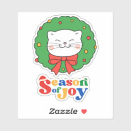 Adesivo Bonita Kawaii Cat Wreath Season of Joy