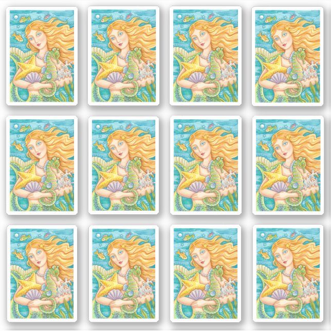 ADESIVO BONITA MERMAID, STARFISH E TRATADOS DE MAR (Frente)