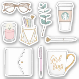 Adesivo Bonita Moderna Chefe Café White Planner Stickers