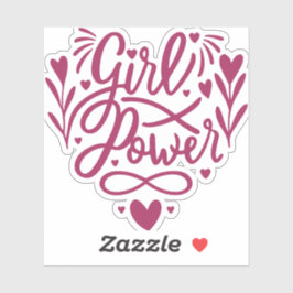 Adesivo Bonita potência moça com flores e coração