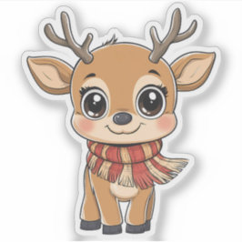 Adesivo Bonita Reindeer de Natal em um Scarf