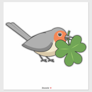 Adesivo Bonita Robin com o Cartoon Shamrock Clover