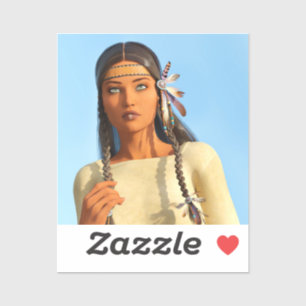 Adesivo Bonita roupa de Indígenas de mulher nativa america