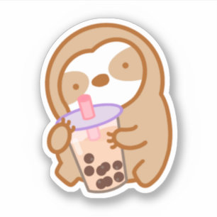 Adesivo Bonito Boba milk Tea Sloth Sticker