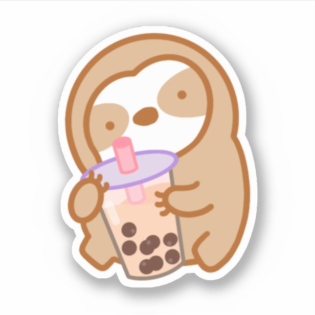 Adesivo Bonito Boba milk Tea Sloth Sticker (Frente)