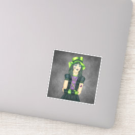 Adesivo Bonito Cinza de tatuagem de chapéus verdes de Hall